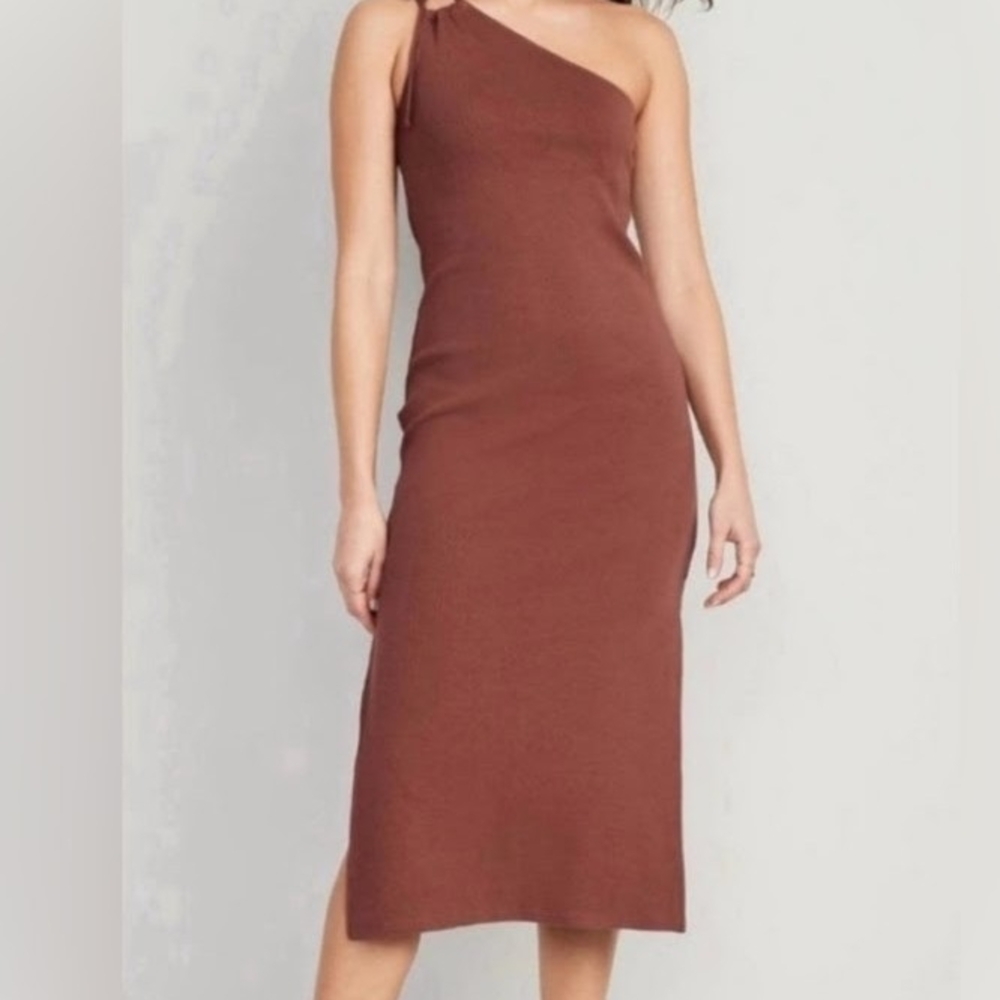 Old Navy Brown One-Shoulder Sheath Dress Cocktail